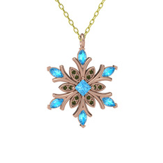 Nix Kar Tanesi Kolye - Akuamarin ve peridot 18 ayar rose altın kolye (40 cm altın rolo zincir) #kykhjz