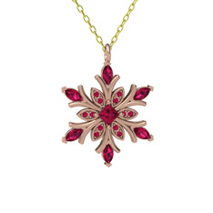 Rodolit garnet 925 ayar rose altın kaplama gümüş kolye (40 cm altın rolo zincir)