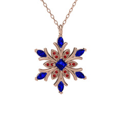 Nix Kar Tanesi Kolye - Lab safir ve garnet 925 ayar rose altın kaplama gümüş kolye (40 cm rose altın rolo zincir) #mc3ieo