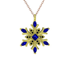 Nix Kar Tanesi Kolye - Lab safir ve siyah zirkon 925 ayar altın kaplama gümüş kolye (40 cm gümüş rolo zincir) #mv8l55