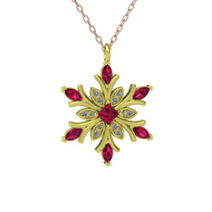 Rodolit garnet ve swarovski 925 ayar altın kaplama gümüş kolye (40 cm rose altın rolo zincir)