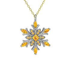 Nix Kar Tanesi Kolye - Sitrin 18 ayar beyaz altın kolye (40 cm gümüş rolo zincir) #otozva