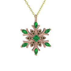 Yeşil kuvars ve peridot 18 ayar rose altın kolye (40 cm altın rolo zincir)