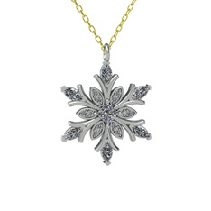 Nix Kar Tanesi Kolye - Swarovski ve pırlanta 8 ayar beyaz altın kolye (0.1056 karat, 40 cm altın rolo zincir) #pmgfry