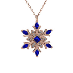 Nix Kar Tanesi Kolye - Lab safir ve swarovski 925 ayar rose altın kaplama gümüş kolye (40 cm rose altın rolo zincir) #qeuypm