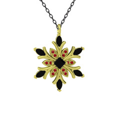 Nix Kar Tanesi Kolye - Siyah zirkon ve garnet 14 ayar altın kolye (40 cm gümüş rolo zincir) #qojhbq