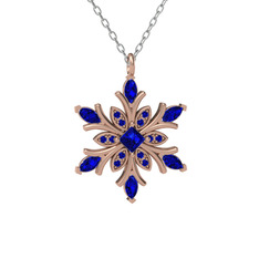 Nix Kar Tanesi Kolye - Lab safir 18 ayar rose altın kolye (40 cm gümüş rolo zincir) #rlbrrg