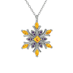 Nix Kar Tanesi Kolye - Sitrin ve ametist 925 ayar gümüş kolye (40 cm beyaz altın rolo zincir) #rpzcec