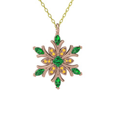 Nix Kar Tanesi Kolye - Yeşil kuvars ve sitrin 14 ayar rose altın kolye (40 cm gümüş rolo zincir) #sdczjt