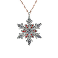 Swarovski ve garnet 925 ayar gümüş kolye (40 cm gümüş rolo zincir)