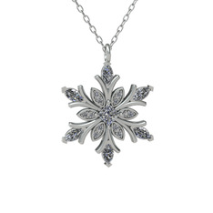 Nix Kar Tanesi Kolye - Swarovski ve pırlanta 14 ayar beyaz altın kolye (0.1056 karat, 40 cm beyaz altın rolo zincir) #venzap