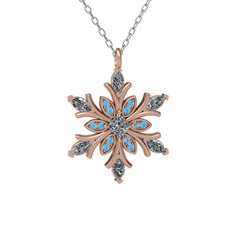 Nix Kar Tanesi Kolye - Swarovski ve akuamarin 14 ayar rose altın kolye (40 cm beyaz altın rolo zincir) #vm4e46