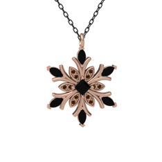 Nix Kar Tanesi Kolye - Siyah zirkon ve dumanlı kuvars 925 ayar rose altın kaplama gümüş kolye (40 cm gümüş rolo zincir) #wl7t2z