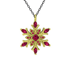 Nix Kar Tanesi Kolye - Rodolit garnet 14 ayar altın kolye (40 cm gümüş rolo zincir) #won2l9
