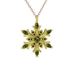 Nix Kar Tanesi Kolye - Peridot ve dumanlı kuvars 14 ayar altın kolye (40 cm rose altın rolo zincir) #wwnqjm