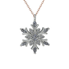 Nix Kar Tanesi Kolye - Swarovski ve pırlanta 18 ayar beyaz altın kolye (0.1056 karat, 40 cm rose altın rolo zincir) #xy1lj0