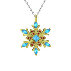 Nix Kar Tanesi Kolye - Akuamarin ve garnet 925 ayar altın kaplama gümüş kolye (40 cm gümüş rolo zincir) #yfctca