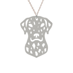 Dalmaçyalı Köpek Kolye - 8 ayar beyaz altın kolye (40 cm rose altın rolo zincir) #1caqpsn