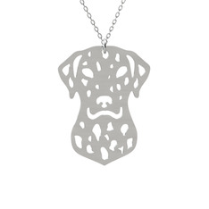 Dalmaçyalı Köpek Kolye - 18 ayar beyaz altın kolye (40 cm beyaz altın rolo zincir) #1o49fb0