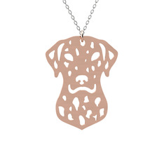 Dalmaçyalı Köpek Kolye - 8 ayar rose altın kolye (40 cm gümüş rolo zincir) #9pead6
