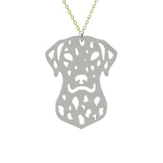 Dalmaçyalı Köpek Kolye - 14 ayar beyaz altın kolye (40 cm altın rolo zincir) #exbo3v
