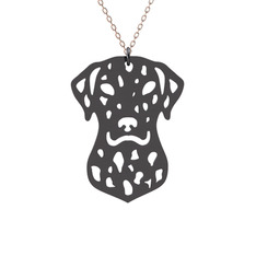 Dalmaçyalı Köpek Kolye - 925 ayar siyah rodyum kaplama gümüş kolye (40 cm gümüş rolo zincir) #k328b