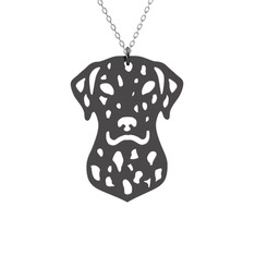 Dalmaçyalı Köpek Kolye - 925 ayar siyah rodyum kaplama gümüş kolye (40 cm beyaz altın rolo zincir) #n88q5b