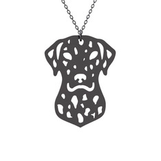 Dalmaçyalı Köpek Kolye - 925 ayar siyah rodyum kaplama gümüş kolye (40 cm gümüş rolo zincir) #wgwujh