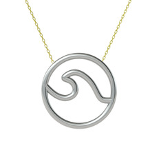 Dalga Kolye - 8 ayar beyaz altın kolye (40 cm altın rolo zincir) #1l4766k