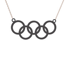Olimpiyat Kolye - 925 ayar siyah rodyum kaplama gümüş kolye (40 cm rose altın rolo zincir) #19a0onp