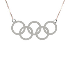 Olimpiyat Kolye - 14 ayar beyaz altın kolye (40 cm rose altın rolo zincir) #1ugq2o3