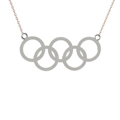 Olimpiyat Kolye - 18 ayar beyaz altın kolye (40 cm rose altın rolo zincir) #1vrihkj