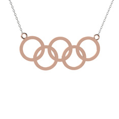 Olimpiyat Kolye - 14 ayar rose altın kolye (40 cm beyaz altın rolo zincir) #704rp8