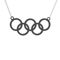 Olimpiyat Kolye - 925 ayar siyah rodyum kaplama gümüş kolye (40 cm beyaz altın rolo zincir) #h08nzq