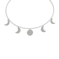 Ay Evreleri Kolye - 925 ayar gümüş kolye (40 cm beyaz altın rolo zincir) #145hq1n
