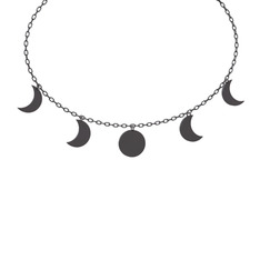 Ay Evreleri Kolye - 925 ayar siyah rodyum kaplama gümüş kolye (40 cm gümüş rolo zincir) #15wxg0f