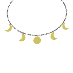 Ay Evreleri Kolye - 14 ayar altın kolye (40 cm gümüş rolo zincir) #18l3oa3