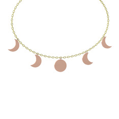 Ay Evreleri Kolye - 8 ayar rose altın kolye (40 cm gümüş rolo zincir) #1f102im