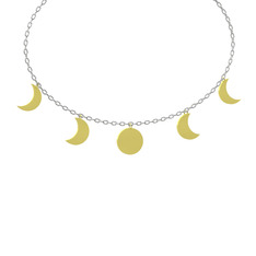 Ay Evreleri Kolye - 18 ayar altın kolye (40 cm gümüş rolo zincir) #1icwk7r
