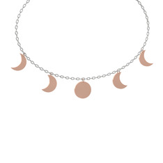 Ay Evreleri Kolye - 14 ayar rose altın kolye (40 cm beyaz altın rolo zincir) #1nita7l
