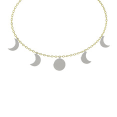 Ay Evreleri Kolye - 18 ayar beyaz altın kolye (40 cm altın rolo zincir) #1u1jls8