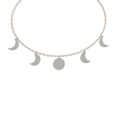Ay Evreleri Kolye - 925 ayar gümüş kolye (40 cm rose altın rolo zincir) #442nco