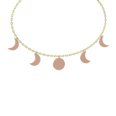 Ay Evreleri Kolye - 14 ayar rose altın kolye (40 cm altın rolo zincir) #4a0crp