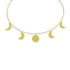 Ay Evreleri Kolye - 925 ayar altın kaplama gümüş kolye (40 cm gümüş rolo zincir) #8kngz8