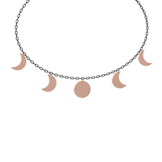 Ay Evreleri Kolye - 18 ayar rose altın kolye (40 cm gümüş rolo zincir) #fk36wr