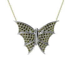 Peridot 925 ayar gümüş kolye (40 cm altın rolo zincir)