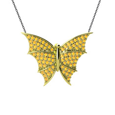 Diana Kelebek Kolye - Sitrin 18 ayar altın kolye (40 cm gümüş rolo zincir) #1ndxu3j