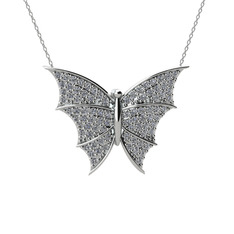 Diana Kelebek Kolye - Swarovski 18 ayar beyaz altın kolye (40 cm beyaz altın rolo zincir) #1vpm1hy