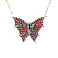 Garnet 925 ayar gümüş kolye (40 cm altın rolo zincir)