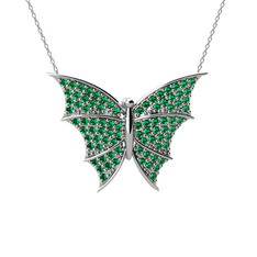 Diana Kelebek Kolye - Yeşil kuvars 925 ayar gümüş kolye (40 cm gümüş rolo zincir) #9wfwn3